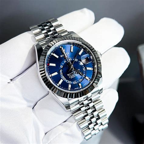 rolex white gold blue dial sky dweller|Rolex Sky-Dweller for sale.